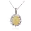 Image 2 : 14KT White Gold 3.05 ctw Opal and Diamond Pendant With Chain