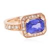 Image 2 : 14KT Rose Gold 3.85 ctw Tanzanite and Diamond Ring