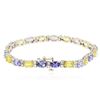 Image 2 : 14KT White Gold 5.30 ctw Sapphire, Tanzanite and Diamond Bracelet