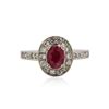 Image 1 : 14KT White Gold 0.80 ctw Ruby and Diamond Ring