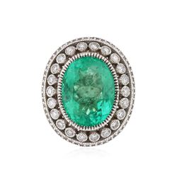 18KT White Gold 13.35 ctw Emerald and Diamond Ring