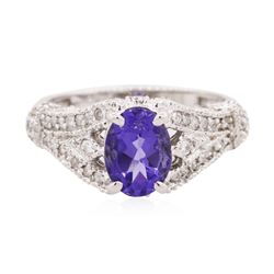 14KT White Gold 1.16 ctw Tanzanite and Diamond Ring