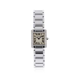 Ladies Cartier 18KT White Gold Diamond Tank Wristwatch