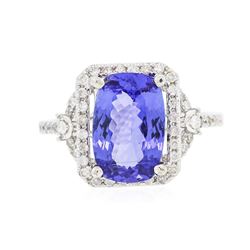 14KT White Gold 3.34 ctw Tanzanite and Diamond Ring