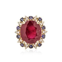 14KT Yellow Gold 12.57 ctw Ruby, Sapphire and Diamond Ring