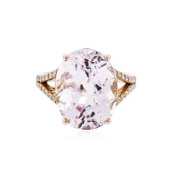 14KT Rose Gold 13.89 ctw Kunzite and Diamond Ring