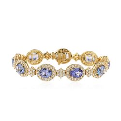 18KT Yellow Gold 19.80 ctw Tanzanite and Diamond Bracelet