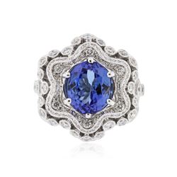 18KT White Gold 3.92 ctw Tanzanite and Diamond Ring