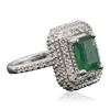 Image 2 : 14KT White Gold 2.77 ctw Emerald and Diamond Ring