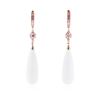 Image 1 : 10KT Rose Gold 29.29 ctw White Agate, Pink Sapphire and Diamond Earrings