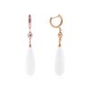 Image 2 : 10KT Rose Gold 29.29 ctw White Agate, Pink Sapphire and Diamond Earrings