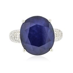 14KT White Gold 17.02 ctw Sapphire and Diamond Ring