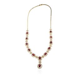 14KT Yellow Gold 13.23 ctw Ruby and Diamond Necklace