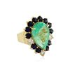 Image 2 : 14KT Yellow Gold GIA Certified 15.98 ctw Emerald, Sapphire and Diamond Ring