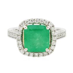 14KT Two-Tone Gold 3.85 ctw Emerald and Diamond Ring