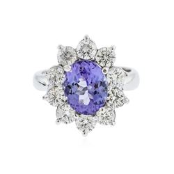 14KT White Gold 2.80 ctw Tanzanite and Diamond Ring