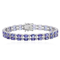 14KT White Gold 11.90 ctw Tanzanite and Diamond Bracelet