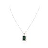 Image 1 : 14KT White Gold 7.76 ctw Emerald and Diamond Pendant With Chain