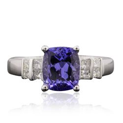 14KT White Gold 2.25 ctw Tanzanite and Diamond Ring