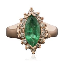 14KT Rose Gold 1.59 ctw Emerald and Diamond Ring