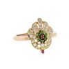 Image 2 : 14KT Rose Gold 0.12 ctw Emerald, Ruby and Diamond Ring