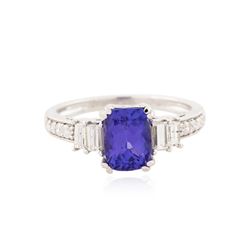 14KT White Gold 1.28 ctw Tanzanite and Diamond Ring