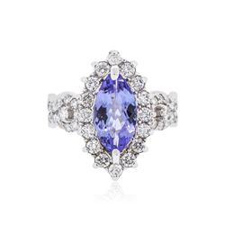 14KT White Gold 1.98 ctw Tanzanite and Diamond Ring
