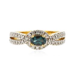 18KT Yellow Gold 0.59 ctw Alexandrite and Diamond Ring