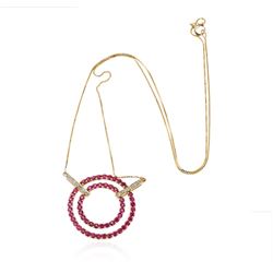 10KT Yellow Gold 2.43 ctw Ruby and Diamond Pendant With Chain