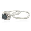 Image 3 : 18KT White Gold 1.37 ctw Blue Diamond Wedding Ring Set