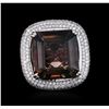 Image 1 : 14KT White Gold 28.73 ctw Tourmaline and Diamond Ring