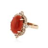 Image 2 : 14KT Rose Gold 9.76 ctw Coral and Diamond Ring