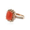 Image 2 : 14KT Rose Gold 4.83 ctw Coral and Diamond Ring