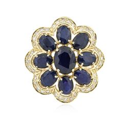 14KT Yellow Gold 10.82 ctw Sapphire Ring