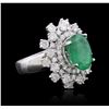 Image 2 : 14KT White Gold 3.81 ctw Emerald and Diamond Ring