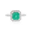 Image 1 : 18KT White Gold 1.47 ctw Emerald and Diamond Ring