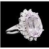Image 2 : 14KT White Gold 13.66 ctw Kunzite and Diamond Ring