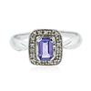 Image 1 : 14KT White Gold 0.64 ctw Tanzanite and Diamond Ring