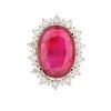 Image 1 : 14KT White Gold 18.04 ctw Ruby & Diamond Ring