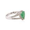 Image 2 : 14KT White Gold 0.97 ctw Emerald and Diamond Ring