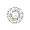 Image 1 : 14KT White Gold Pearl and Diamond Ring