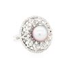 Image 2 : 14KT White Gold Pearl and Diamond Ring