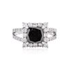 Image 1 : 14KT White Gold 3.66 ctw Fancy Black Diamond Ring