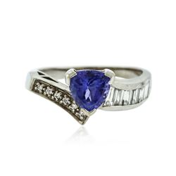 18KT White Gold 1.34 ctw Tanzanite and Diamond Ring