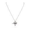 Image 2 : 14KT White Gold Diamond and Enamel Pendant With Chain
