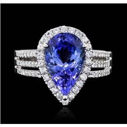 14KT White Gold 3.99 ctw Tanzanite and Diamond Ring