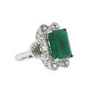 Image 2 : 14KT White Gold 7.31 ctw Emerald and Diamond Ring