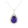 Image 2 : 14KT White Gold GIA Certified 16.01 ctw Tanzanite and Diamond Pendant With Chain