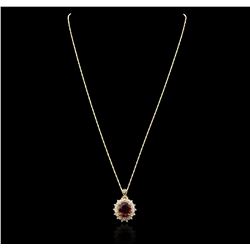 14KT Yellow Gold 7.80 ctw Ruby and Diamond Pendant With Chain