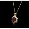 Image 3 : 14KT Yellow Gold 7.80 ctw Ruby and Diamond Pendant With Chain
